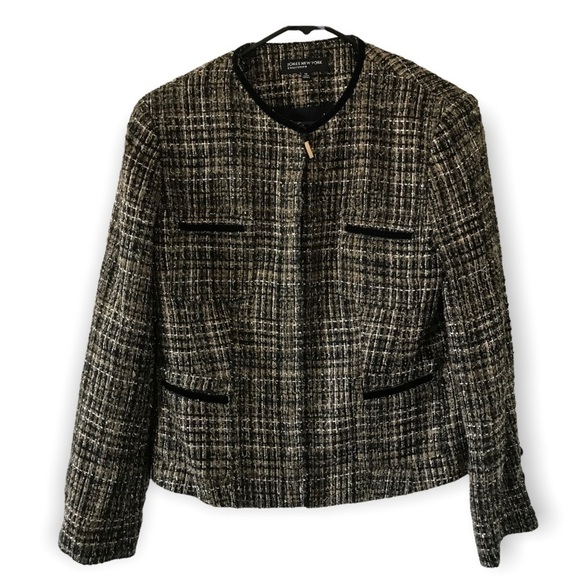 Jones New York collection wool acrylic blend black and gold blazer - Picture 1 of 10